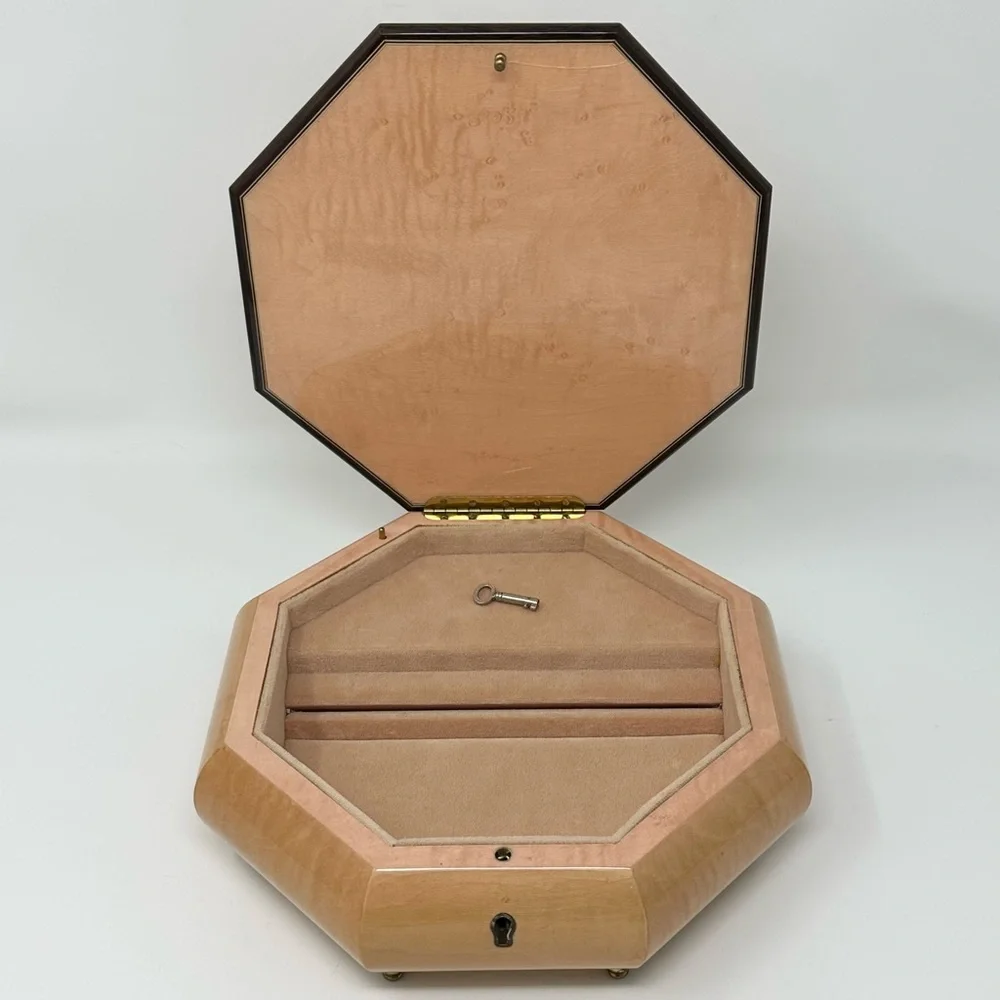 Vintage Made in Italy Sorrento Inlaid Floral Music Wooden Jewelry Box  Mozart